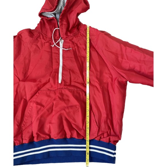 Vintage 80s Harv-Al Red Large 1/2 Zip USA Pullover Hooded Windbreaker Jacket VTG - Picture 5 of 7